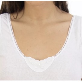 Camiseta mujer tirante ancho bordado