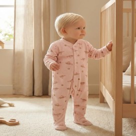 Pelele de Bebé de Velour Estampado – Waterlemon Rosa