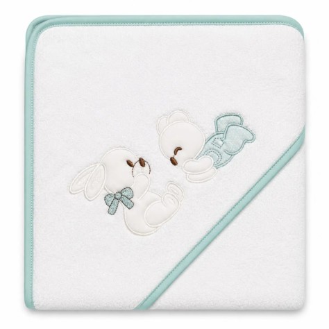 Capa de Baño Bebé Osito 100x100 cm (Blanco-Verde)