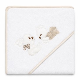 Capa de Baño Bebé Osito 100x100 cm (Blanco-Beige)