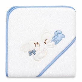 Capa de Baño Bebé Osito 100x100 cm (Blanco-Azul)