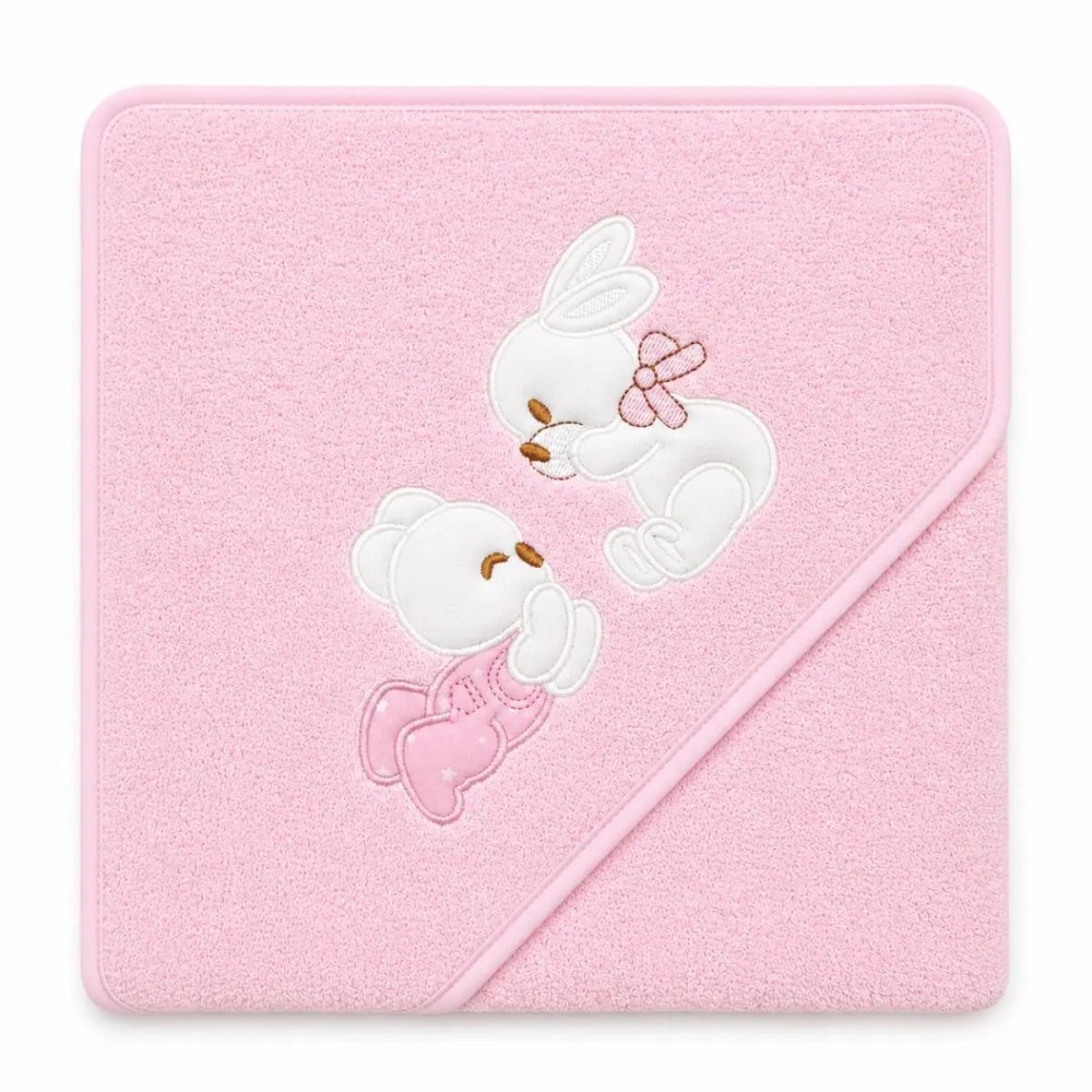 Capa de Baño Bebé Osito 100x100 cm (Rosa)