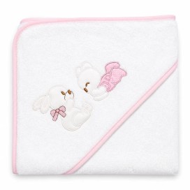 Capa de Baño Bebé Osito 100x100 cm (Blanco-Rosa)
