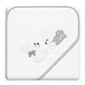 Capa de Baño Bebé Osito 100x100 cm (Blanco-Gris)