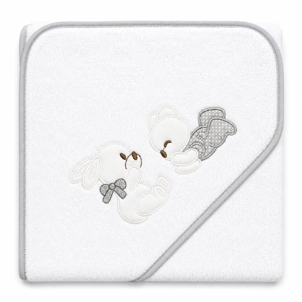 Capa de Baño Bebé Osito 100x100 cm (Blanco-Gris)
