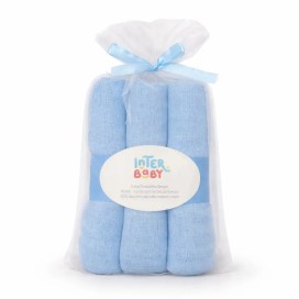 Pack 3 Gasas para Bebé 80x80 cm Modelo Lisas (Azul)