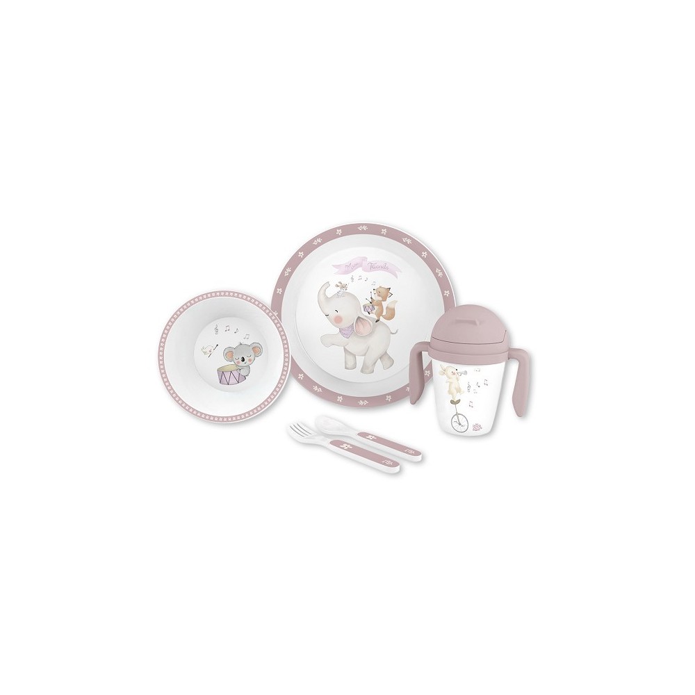 Set de Vajilla Infantil 5 Piezas – Modelo Rosa / Musical