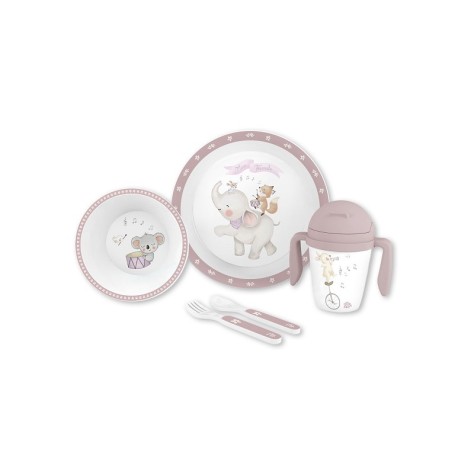 Set de Vajilla Infantil 5 Piezas – Modelo Rosa / Musical