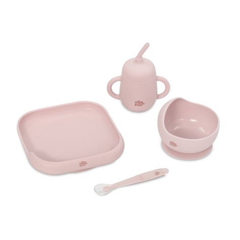 Set de Vajilla Infantil de Silicona 4 Piezas – Rosa