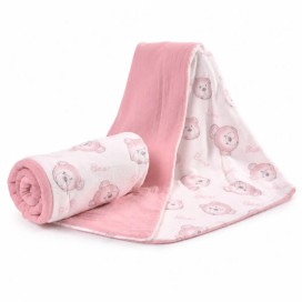 Manta Arrullo para Bebé con Estampado de Ositos - Rosa