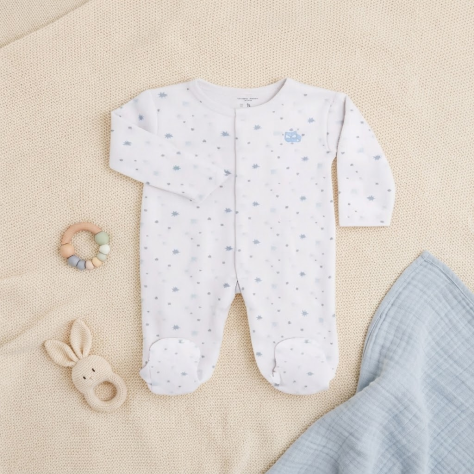 Pelele de Bebé Blanco Estampado Estrellas | Ropa Cálida