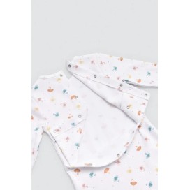 Pelele de Bebé Blanco con Estampado de Paraguas | Manga Larga