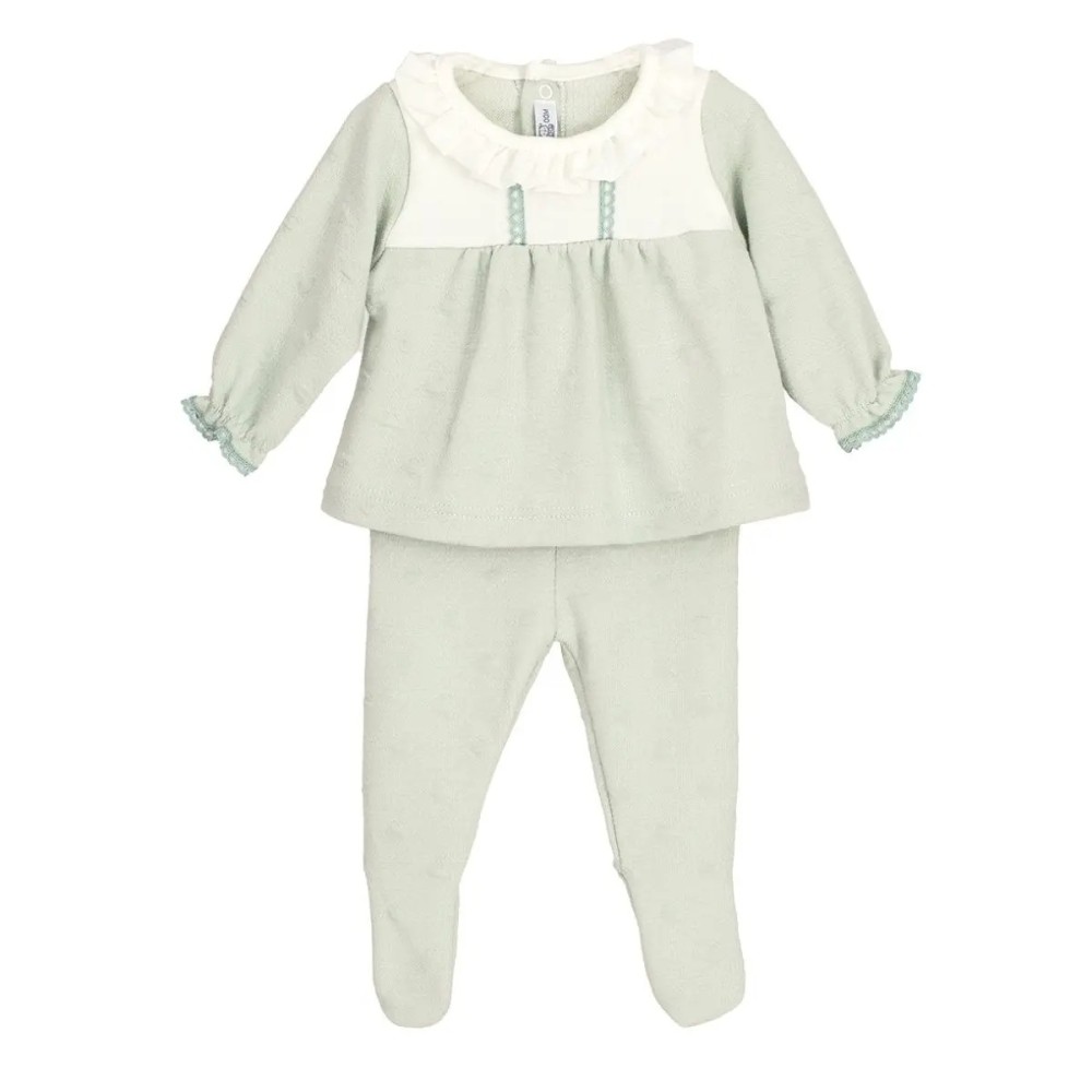 Conjunto Bebé Jubón y Polaina Verde Modelo Burant
