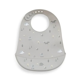 BABERO SILICONA ESTAMPADO MODELO FOREST GRIS PETROLEO INTERBABY