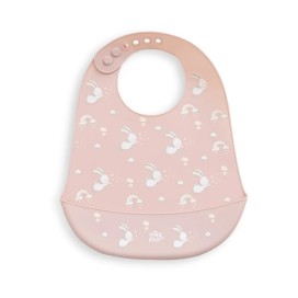 BABERO SILICONA ESTAMPADO CONEJITOS MAQUILLAJE
