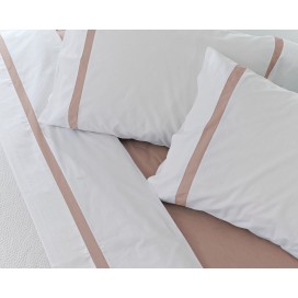 Juego de Sábanas 100% Algodón Percal de 200 Hilos – Blanco y Rosa Premium