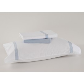 Juego de Sábanas 100% Algodón Percal de 200 Hilos – Blanco y Azul Premium