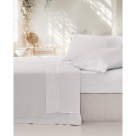 Juego de Sábanas 100% Algodón Percal de 200 Hilos – Blanco Puro Premium