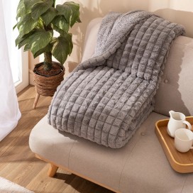 Plaid Amber Karamelo Gris 130x160 cm – Sedalina y Sherpa