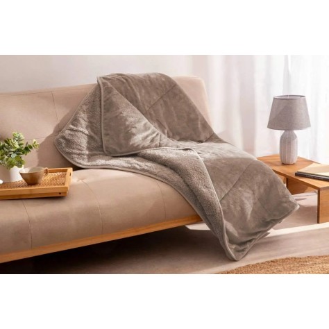 Manta Plaid Sherpa Lisa Karamelo Avellana 130x160 cm