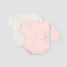 Pack 2 Bodys para Bebé de Manga Larga Ysabel Mora (Rosa y Blanco)