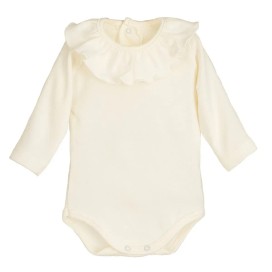 Body Bebé Manga Larga con Volante Modelo Titan Blanco - Calamaro