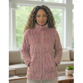 Chaqueta de Mujer de Muflón Rosa con Cremallera y Bolsillos (Modelo Manuela)