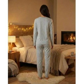 Pijama de mujer de punto Waterlemon gris con oso polar