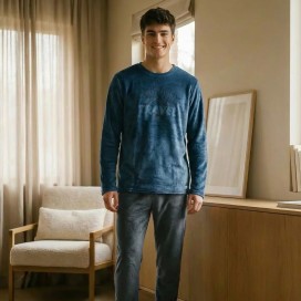 Pijama de Hombre Spandex Azul Marino y Gris
