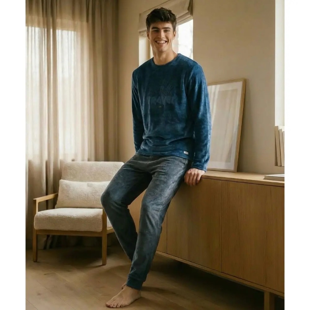 Pijama de Hombre Spandex Azul Marino y Gris