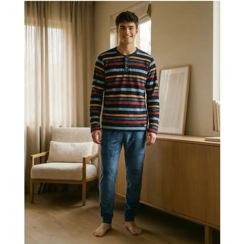 Pijama de Hombre Spandex de Manga Larga - rayas