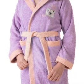 Albornoz Infantil Selfie – 100% Algodón de Rizo en Color Lavanda