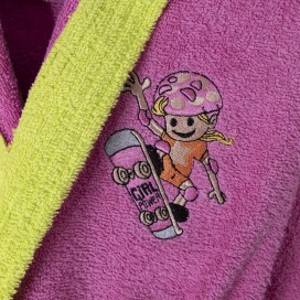 Albornoz Infantil 100% Algodón Modelo Skater Fucsia
