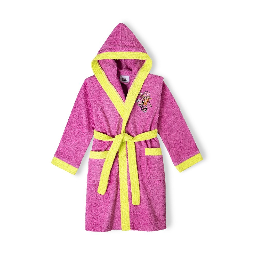 Albornoz Infantil 100% Algodón Modelo Skater Fucsia