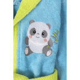 Albornoz Infantil Rizo Panda Turquesa 100% Algodón – Suavidad y Absorción
