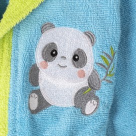 Albornoz Infantil Rizo Panda Turquesa 100% Algodón – Suavidad y Absorción