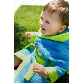 Albornoz Infantil Rizo Panda Turquesa 100% Algodón – Suavidad y Absorción