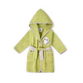 Albornoz Infantil Rizo Panda Pistacho 100% Algodón – Suavidad y Absorción