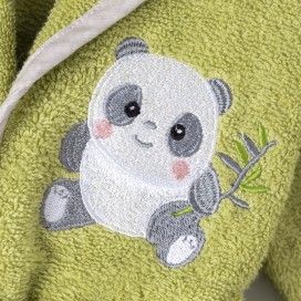 Albornoz Infantil Rizo Panda Pistacho 100% Algodón – Suavidad y Absorción