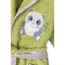 Albornoz Infantil Rizo Panda Pistacho 100% Algodón – Suavidad y Absorción