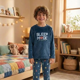 Pijama Padre e Hijo a Juego Sleep Mode | Pijama Familiar Gaming Azul