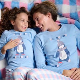 Pijama Mujer Invierno I'm Ready For Winter | Pijama Largo Pingüino Azul