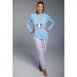 Pijama Mujer Invierno I'm Ready For Winter | Pijama Largo Pingüino Azul