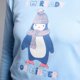 Pijama Mujer Invierno I'm Ready For Winter | Pijama Largo Pingüino Azul