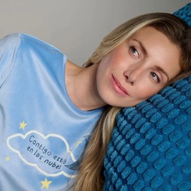 Pijama de Invierno para Mujer Muydemi | Diseño "Contigo estoy en las nubes" y Confort