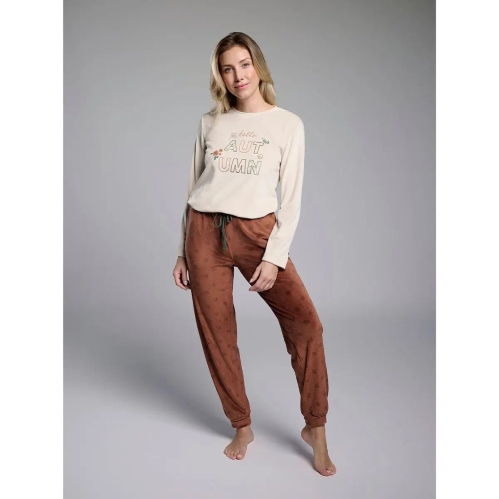 Pijama de Invierno para Mujer Muydemi | Diseño "Hello Autumn" y Tonos Cálidos