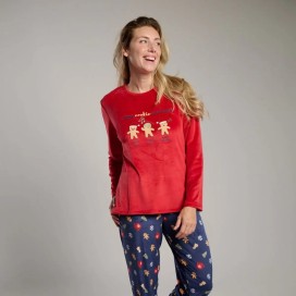 Pijama Navideño de Invierno para Mujer Muydemi – Diseño Divertido "Cookies" con Estampado Festivo