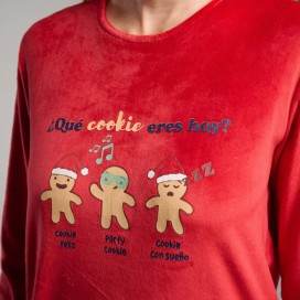 Pijama Navideño de Invierno para Mujer – Diseño Divertido "Cookies" con Estampado Festivo