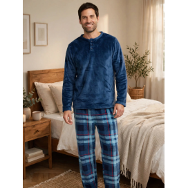 Pijama Hombre Muflón Samuel Azul - Pantalón Cuadros