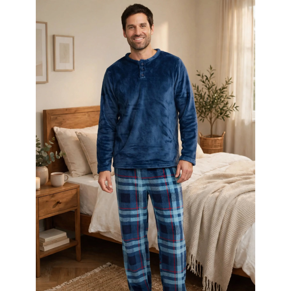 Pijama Hombre Muflón Samuel Azul - Pantalón Cuadros